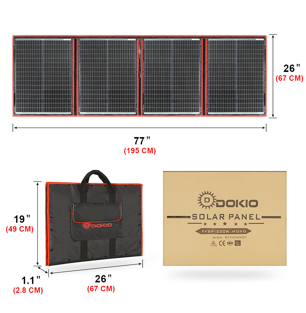 Flexible Solar Panel - Dokio Brand Flexible Foldable 200W Mono