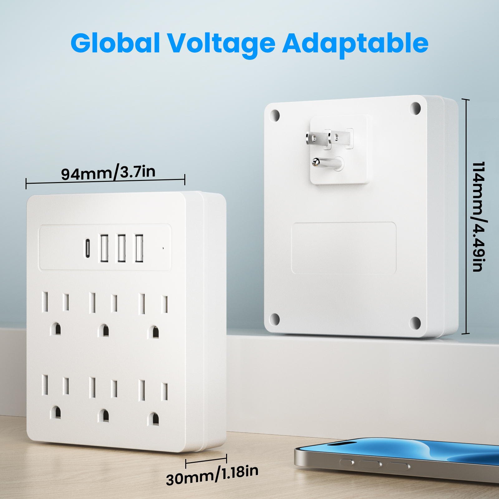 6 AC power strip, 3 USB ports, - Ac Surge Protector recensie en prijs